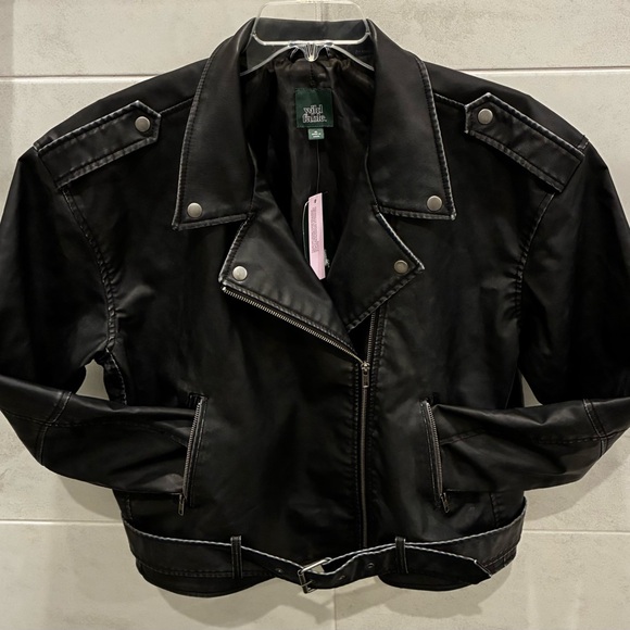 Wild Fable Black Faux Leather Jacket Small - Picture 2 of 12